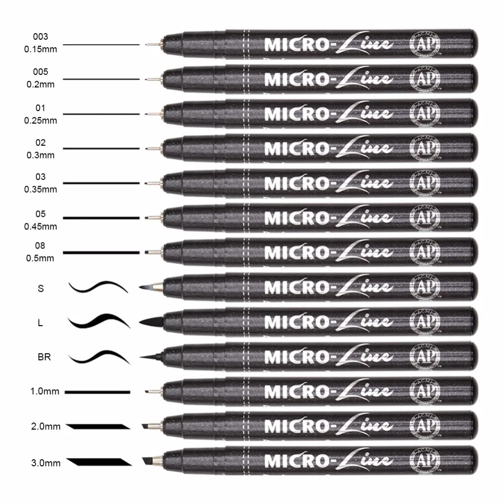  dainayw 13 Pcs Micro Line Pens, Black Waterproof Ink