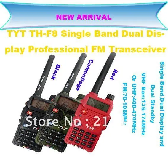 

New Arrival TYT TH-F8 Single Band VHF:136-174MHz/UHF:400-470MHz Dual Display FM Handdheld Two Way Radio