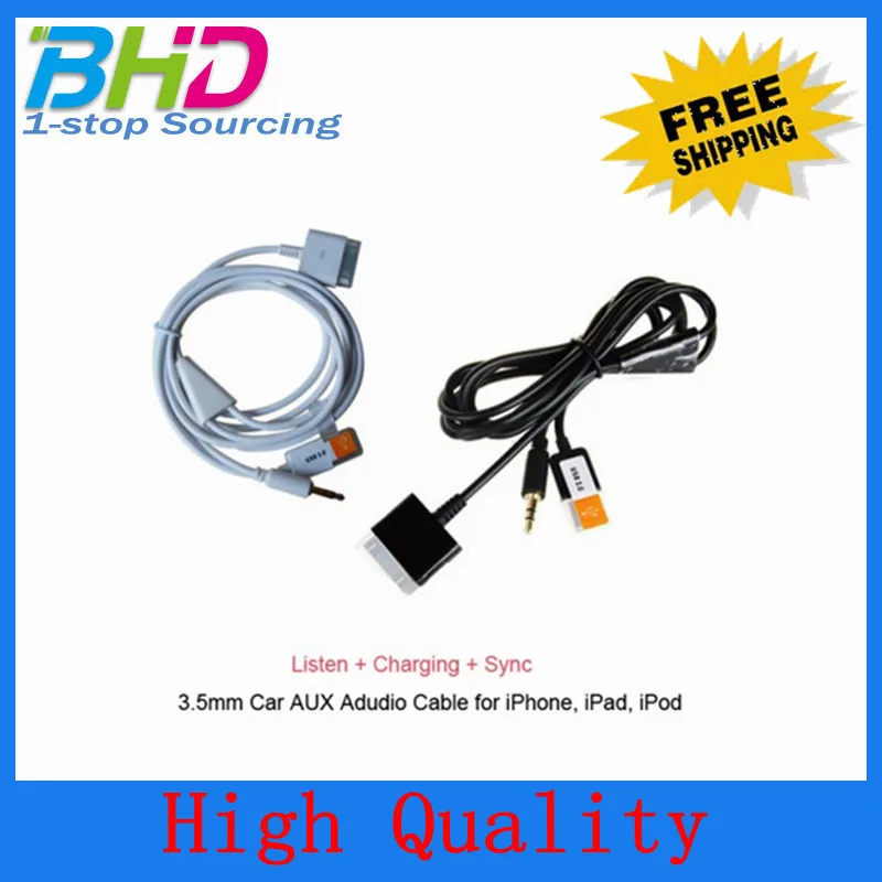 AUX Car Audio Cable with Charging and Data Transfer Sync for Apple iPad, iPhone, iPod Series
