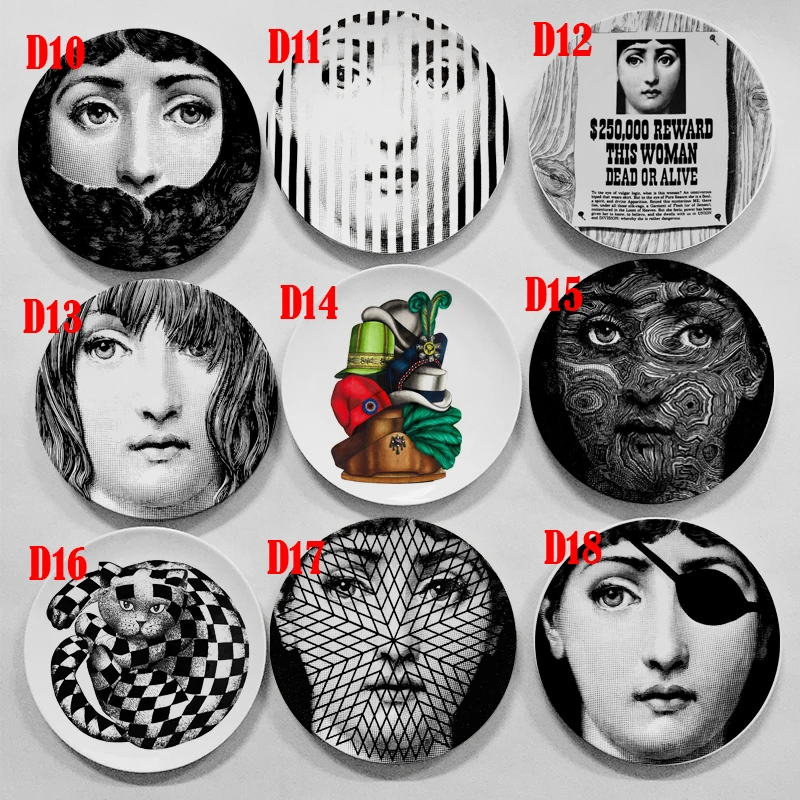 Rosenthal Piero fornasetti тарелки черно-белые иллюстрации подвесные блюда образец комнаты/дома/отеля Декор Кавальери лицо Керамические ремесла