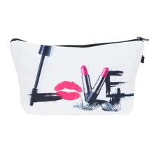 Love make up 3D Printing cosmetic bag 2016 who cares Fashion New makeup bag pencil bags for student women trousse de maquillage