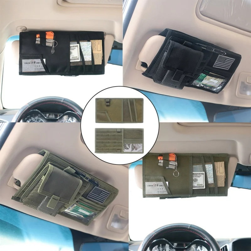 1000D Tactical Molle Car Sun Visor Panel Organizer Pouch Bag Card Storage Holder 