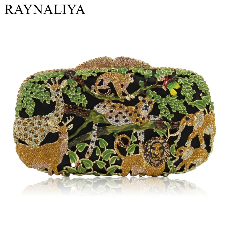 

Ladies Clutches Women's Luxury Diamond Evening Box Zoo Design Rhinestone Clutch And Evening Bags With Chain SMYZH-E0233