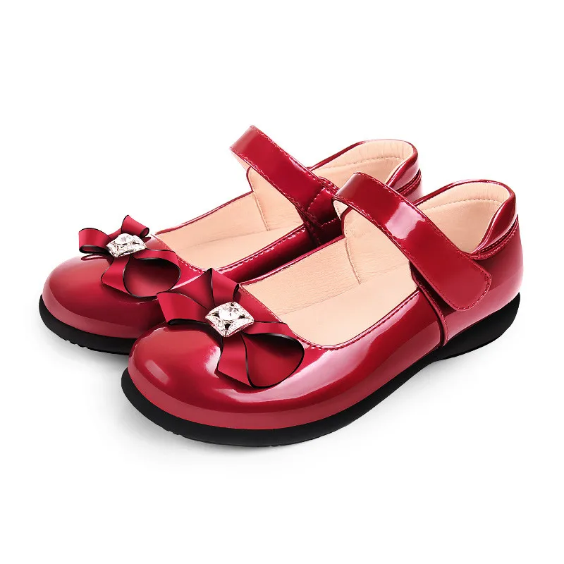 Новая детская кожаная обувь для девочек принцесса школьная обувь для выступлений детская Студенческая черная красная дышащая обувь на
