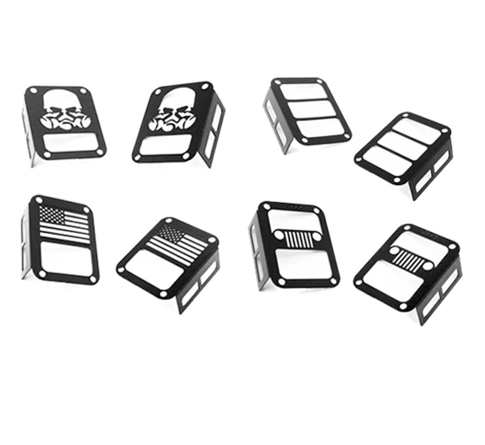 

2pcs rc car metal taillight hood grille assembly for 1/10 scale axial scx10 II jeep ax90027/90035 JK remote control toy truck