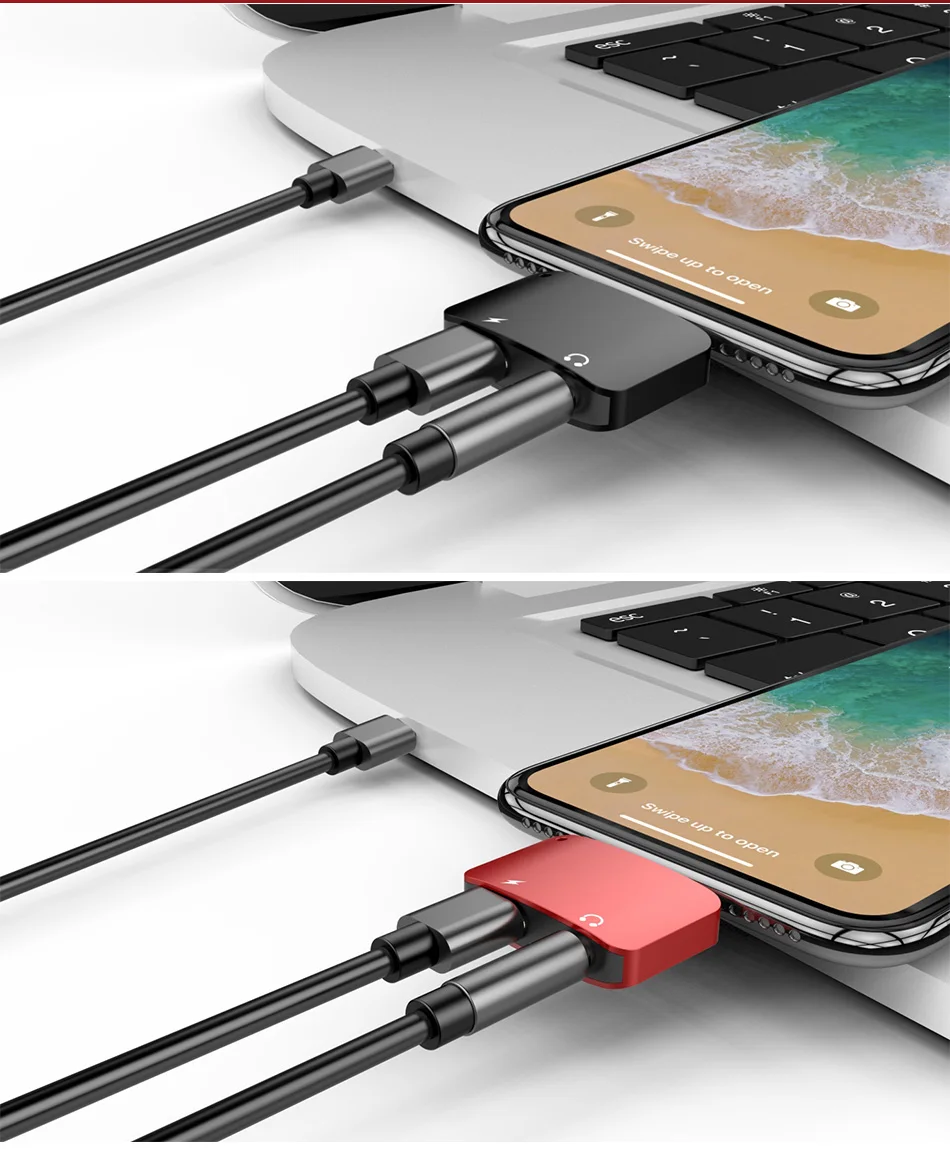 !ACCEZZ Mini 2 IN 1 Lighting Audio Charging Converter For iphone X 8 7 Plus XS MAX XR 3.5mm Headphone Jack Adapter AUX Splitter (11)