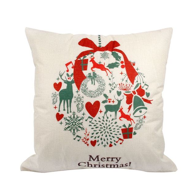 45x45cm Pillow Case Christmas Decorations For Home Santa Clause Christmas Deer Cotton Linen Cover Cushion Home Decor