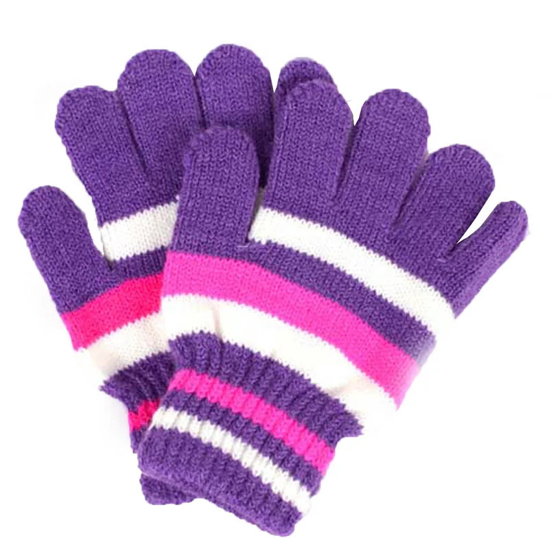 Детские Волшебные эластичные варежки для мальчиков и девочек, вязаные детские перчатки, зимние теплые Новые - Цвет: Purple
