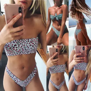 

Women Sexy Swimming Costume Leopard Bikini Set Padded Swimwear Swimsuit Push-Ups