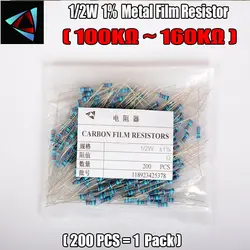 1/2 Вт 1% (200 шт./лот) металл резистор 100 К 120 К 130 К 150 К 160 К Ом