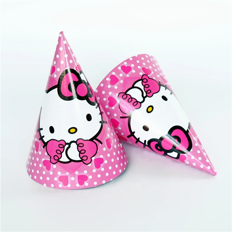 6 шт./лот бумаги шляпа Детская толстовка с капюшоном Hello Kitty Для дня рождения