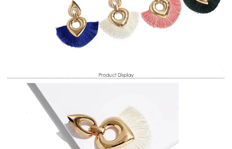 Statement Tassel Earrings for Women Wedding Dangle Drop Earrings Female Orange Boho Heart Fringe Earings Fashion Jewelry  (3)