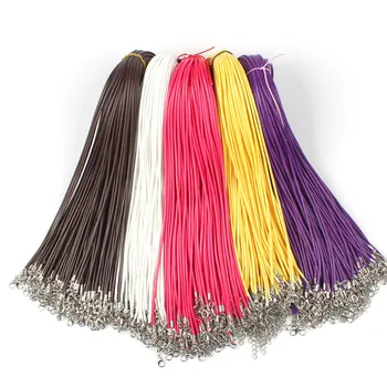 

18 Inches Waxed Cotton Necklace Cord with Lobster Claw Clasp 2"inch Extended Chain Leather Cord for DIY Jewelry Making HK143