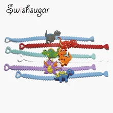 10 шт. резиновый браслет в виде динозавра, милый браслет в виде животных на день рождения, Пасху, праздник, вечеринку, детский браслет для девочек и мальчиков, подарок