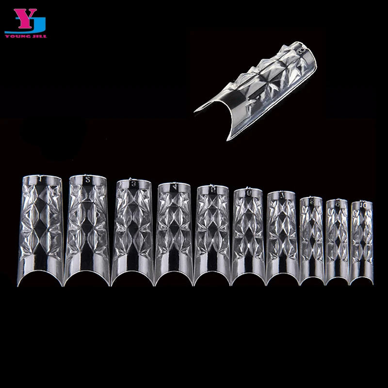 

5bag*500pcs 10 Sizes 3D Full Cover Fake Nails Clear Glass Tips Mosaic Unhas Artificiais Fashion DIY Women Decoration Wholesale