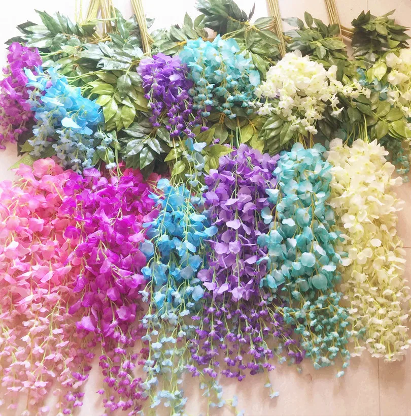 Искусственные цветы глицинии из ротанга 40 шт.|flower garland for wedding|garlandflower fiber optic lamp |