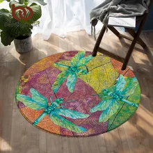 Постельные принадлежности Outlet Стрекоза круглый ковер лист стебли области коврики природа красота красочные насекомые принт пол коврик нескользящий 150 см Прямая поставка