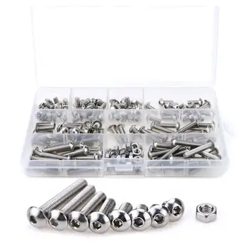 

150Pcs M5 Stainless Steel Button Head Hex Socket Head Cap Bolts Screws Nuts Assortment Kit