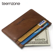 

Teemzone Super Slim Men Women Wallet Business Leather Mini Credit Card Wallet Bank Card Case ID Card Holder Unisex Purse K862