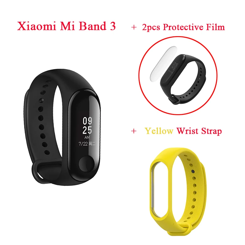 Глобальная версия Xiao mi Band 3 Smart Bluetooth mi band 3 фитнес-трекер OLED экран Водонепроницаемый умный браслет - Цвет: Add Yellow Bracelet