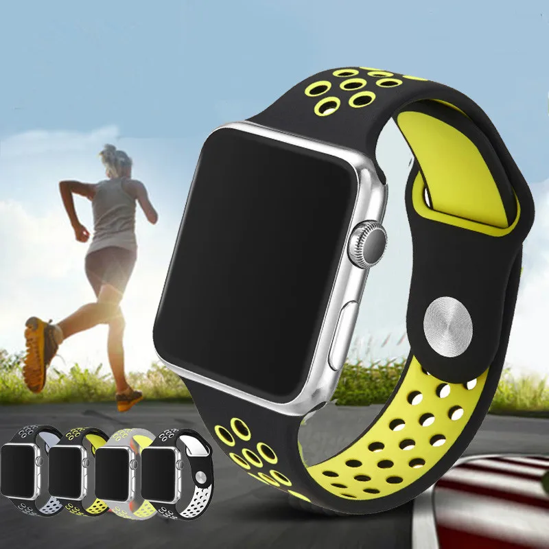 Flexible Breathable Watchbands Silicone Sport Band For Apple Watch series 1 2 38MM 42MM Watch