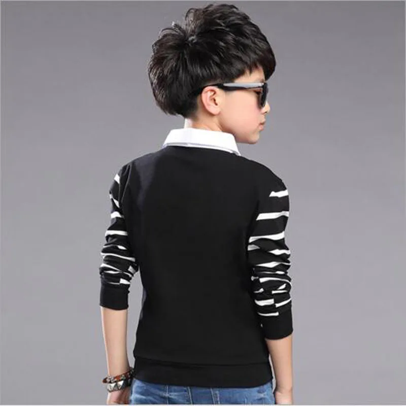 Ceny Chłopcy ubrania dzieci dzianiny T Shirt nastoletnie ubrania wiosenne chłopięca koszula z długim rękawem chłopcy kurtka 4 13T dzieci jesień ciepłe kurtki