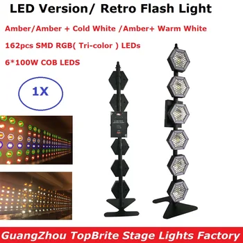 

1Pcs/Lot New 6X100W Amber LED Retro Flash Light Dj Lighting Effect Stage Light With 162Pcs SMD 5050 LEDS Black Light Party Light