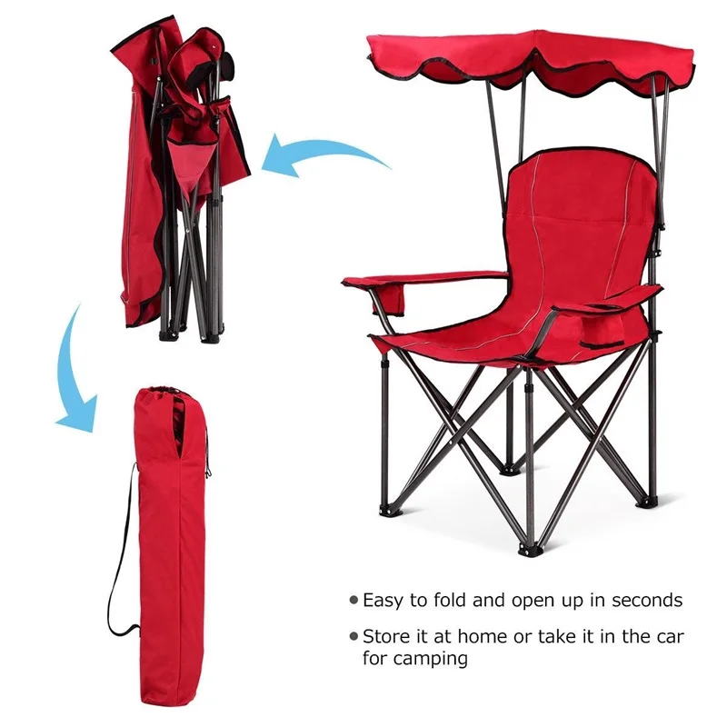 Portable Folding Beach Canopy Chair with Cup Holders Camping Chairs Outdoor Furniture OP3640RE Portable Folding Beach Canopy Chair with Cup Holders Camping Chairs Outdoor Furniture OP3640RE