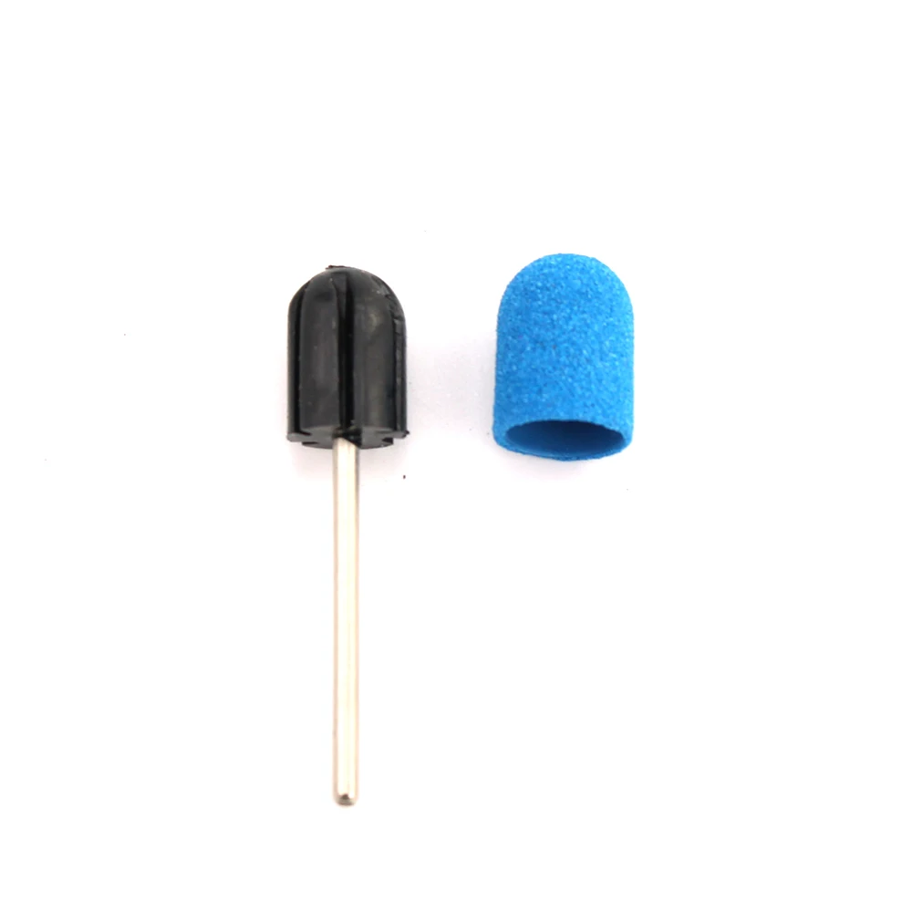 20 шт. пластиковая основа синие шлифовальные колпачки с резиновой рукояткой для педикюра полировка песочного блока аксессуары для сверления ног инструмент для кутикулы 13*19 мм