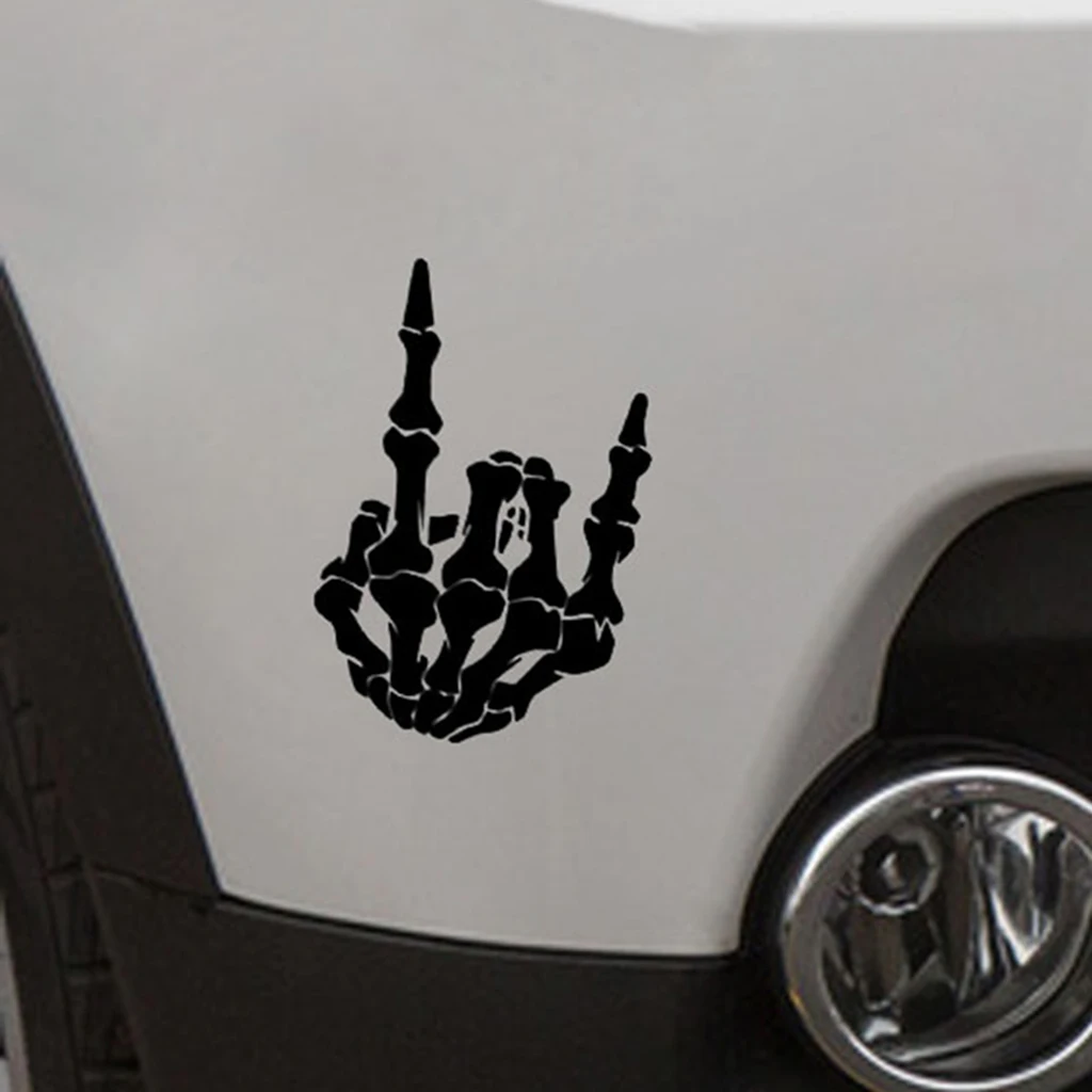 Dovewill Rock Finger Skeleton Hand Cartoon Vinyl Decal Sticker (7inch Tall) Rock on Skeleton Hand Sticker 
