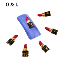 10pcs New Design Sexy Lipstick 3d Metal Nail Decorations Nail Art Tools Charms Scrapbooking Accessories