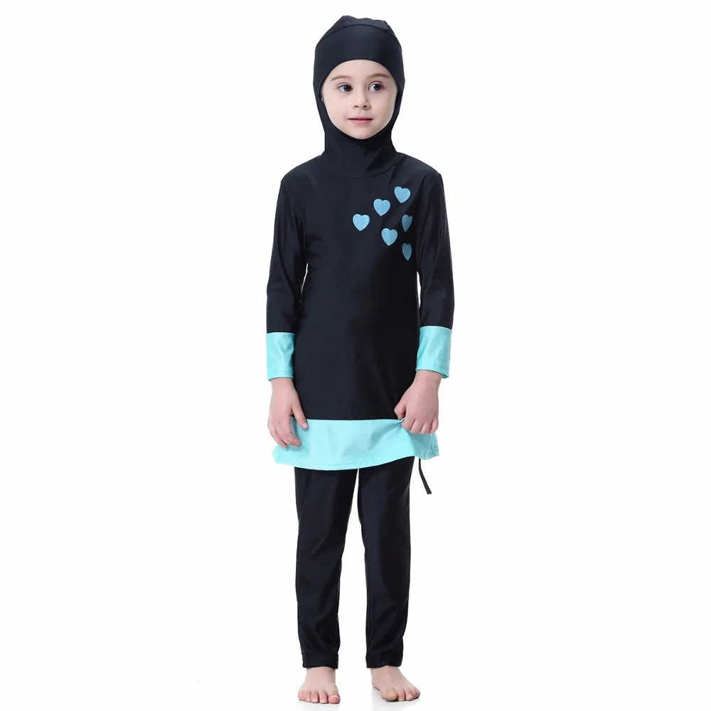 Мусульманский купальный костюм для девочек, полный комплект из двух предметов, толстовки с капюшоном, купальные костюмы ислам, детские длинные купальные костюмы с арабским ислам, Буркини, XX-416 для серфинга