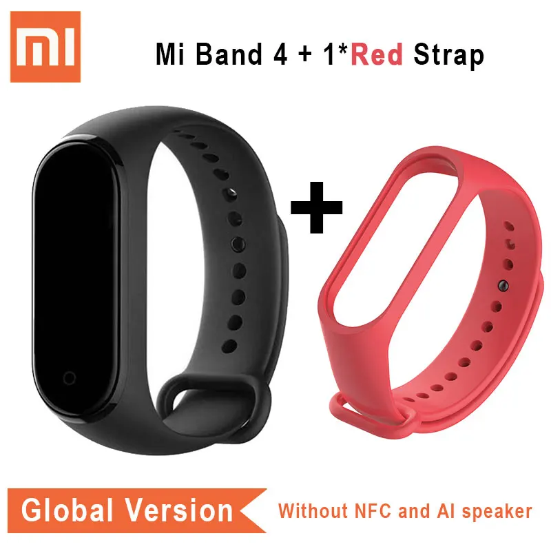 Xiaomi mi Band 4 глобальная версия браслет сердечного ритма mi Band 4 CN версия Смарт фитнес-Браслет Водонепроницаемый браслет умный браслет - Цвет: Global n Red