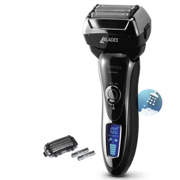 

professional 4 blade wet dry shaver rechargeable electric shaver for men beard face electric razor shaving machine PU travel bag