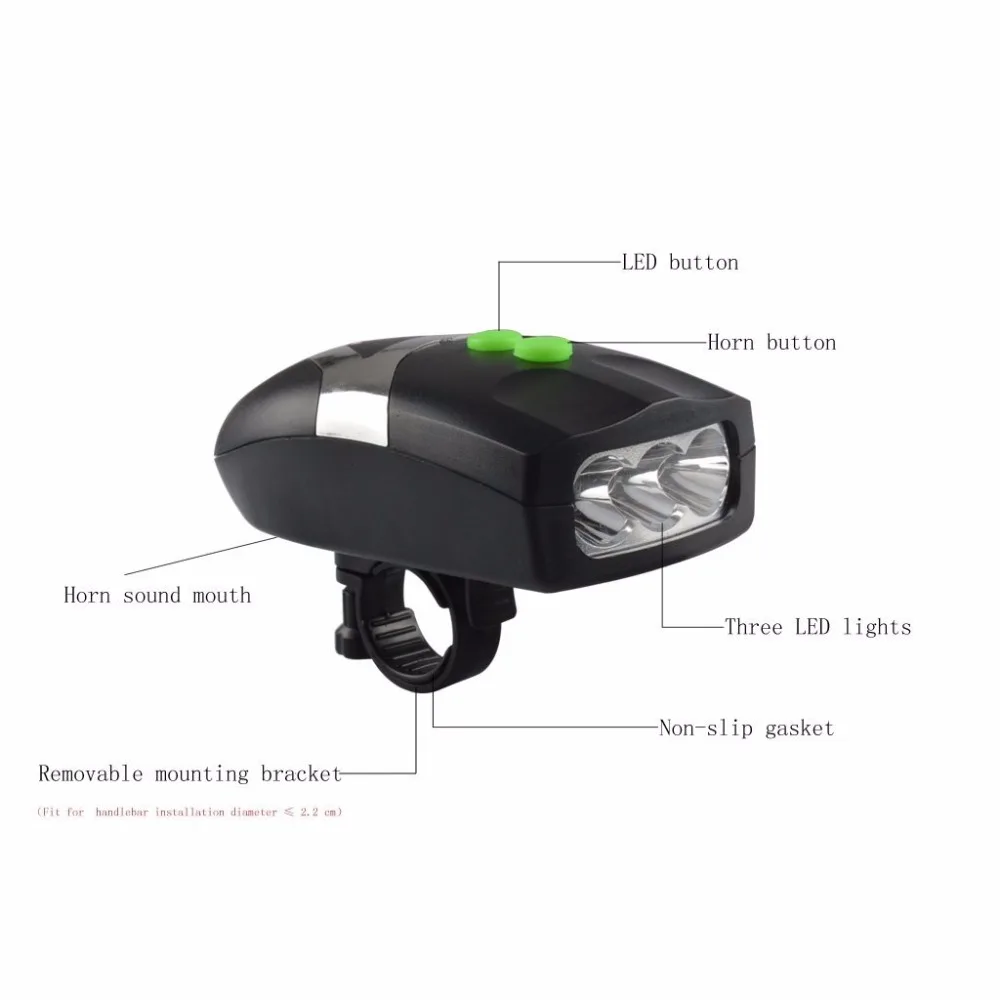 Excellent 3 LED Bike Light Set Bicycle Light White Front Head Light Cycling Lamp + Electronic Bell Horn Hooter Siren Waterproof 6 Excellent 3 LED Bike Light Set Bicycle Light White Front Head Light Cycling Lamp + Electronic Bell Horn Hooter Siren Waterproof 6