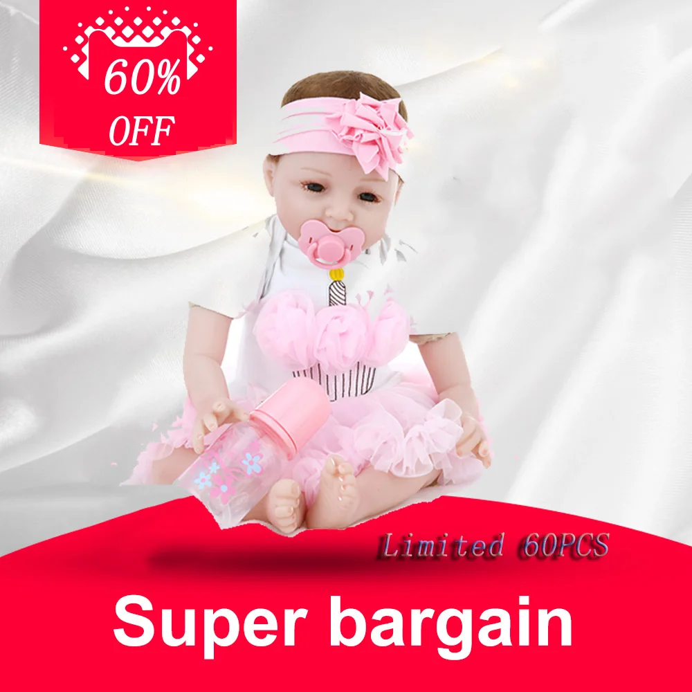 

22inch 55cm Silicone Reborn Baby Doll Girl Body Eyes Open Smiling Baby Doll With Clothes Cake Dress Lifelike Cute Gifts Toys