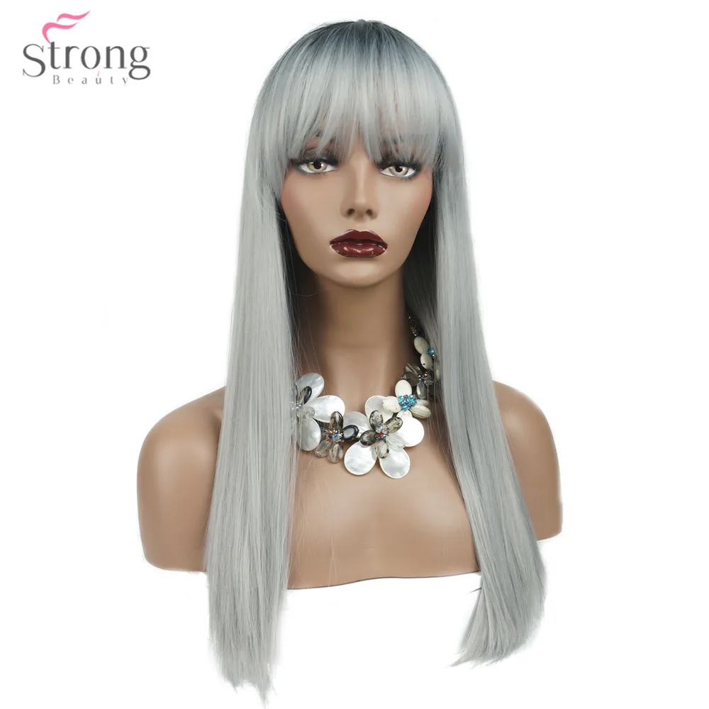 StrongBeauty Женские синтетические парики с эффектом омбре серебристо серые/светлые