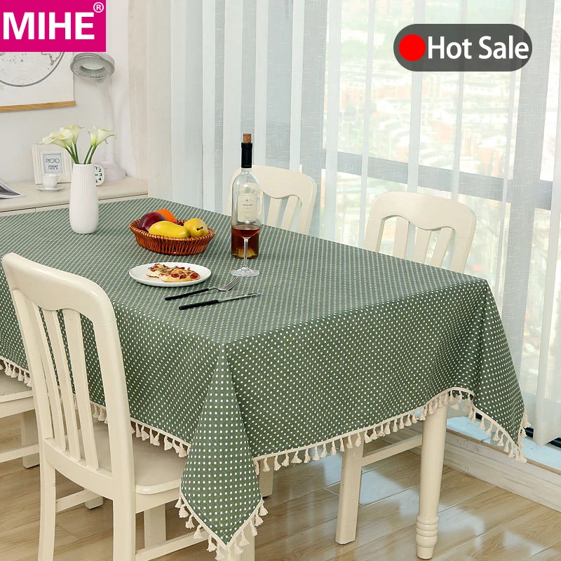 

MIHE Decorative Linen Tablecloth With Tassel Waterproof Oilproof Thick Rectangular Wedding Dining Table Cover Table Cloth ZB02