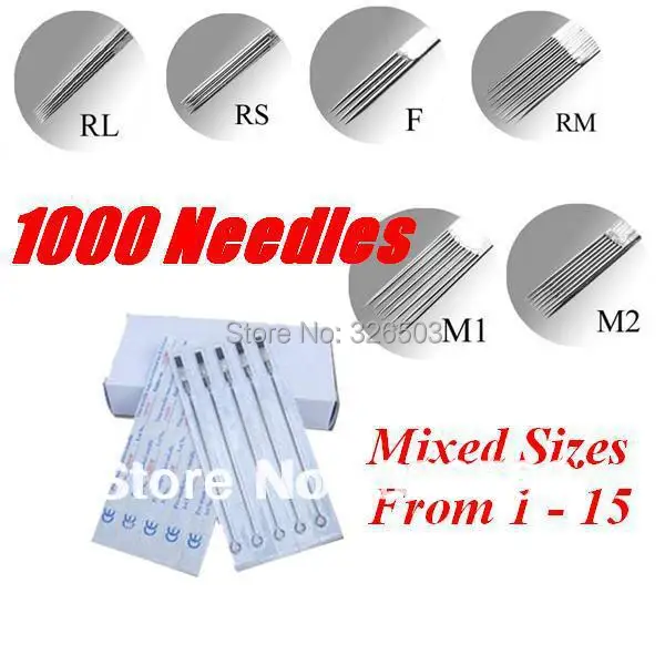 Lot Of 1000 Tattoo Needles Pre made Sterile Mixed Assorted Sizes Supply