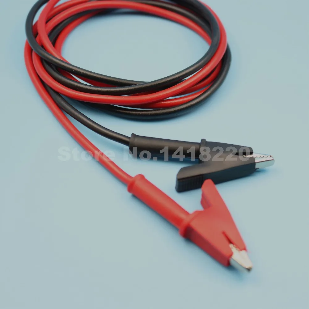 1pair 1M Black/Red Insulated Double End Crocodile Alligator Clip ...