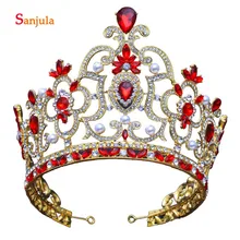 Горячая красная повязка невесты Стразы Жемчуг Свадебные аксессуары Женская Корона серебряное свадебное украшение для волос H110