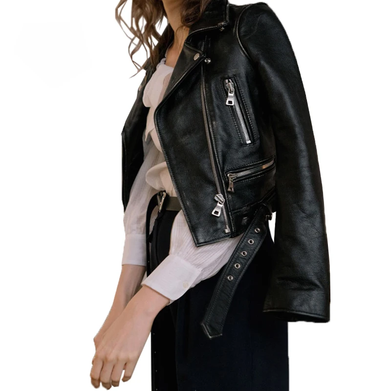 FTLZZ новые модные женские осенние зимние черные Куртки из искусственной кожи базовое пальто на молнии байкерская куртка с отложным воротником