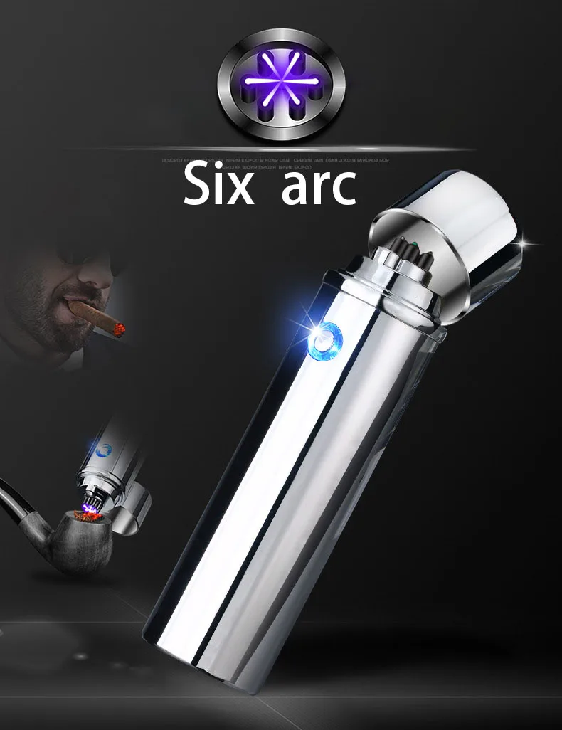 

Plasma Ciga Lighter Six ARC USB Lighter 550MAh Bettery For Cigarette Electronic Igniter Weed Tabaco Windproof