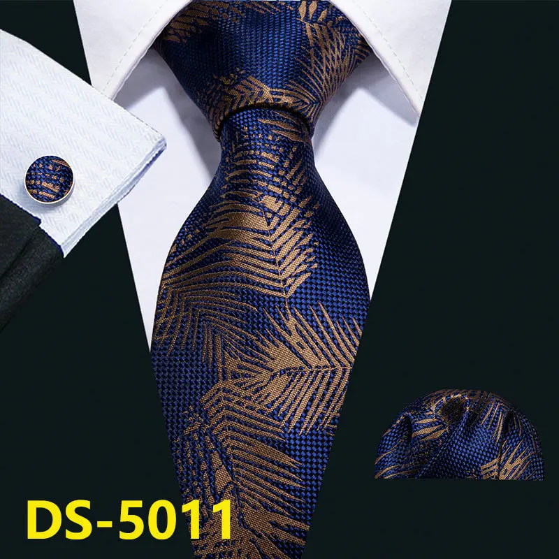 DS-5011 Мужской галстук, золотой, темно-синий, в полоску, шелк, галстук Barry. Wang, 3,4 дюймов, жаккардовые, вечерние, свадебные, тканые, модные, дизайнерские, галстук для мужчин, DS-5032 - Цвет: DS-5011