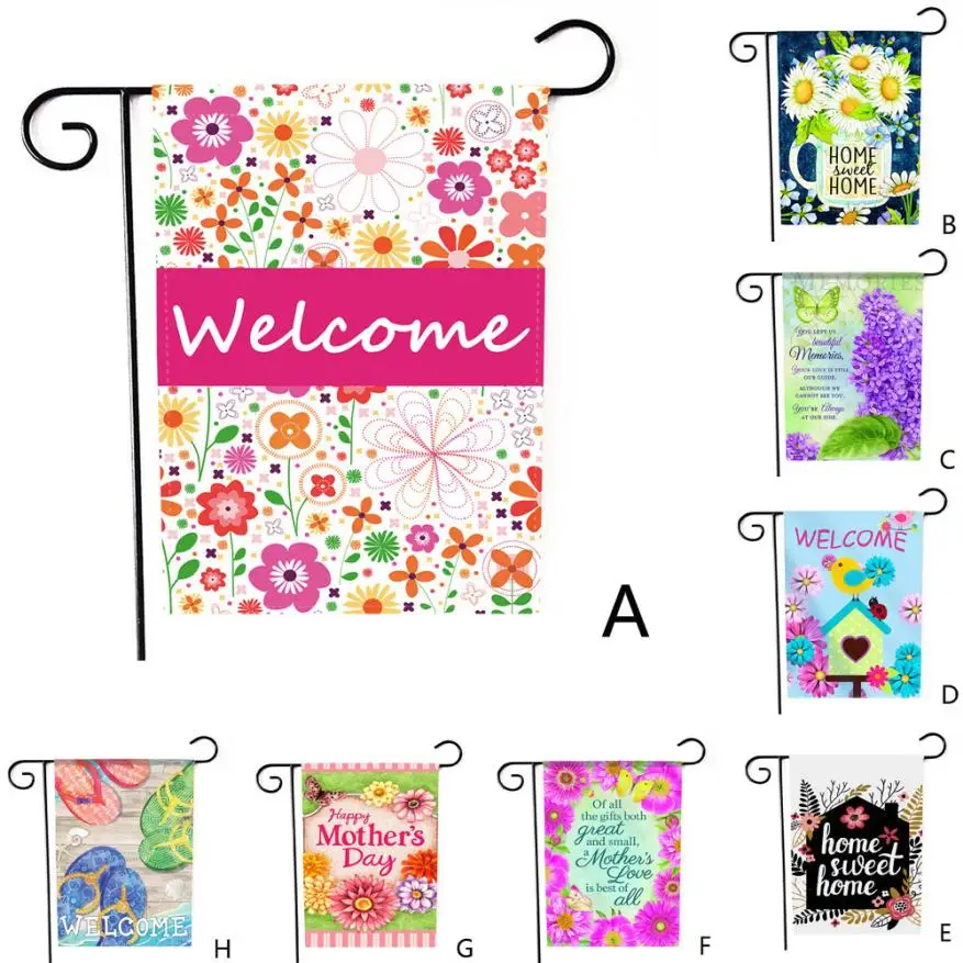 

Hellow Spring Garden Flag Indoor Outdoor Home Decor Letters Flowers Flag Garden Decoration
