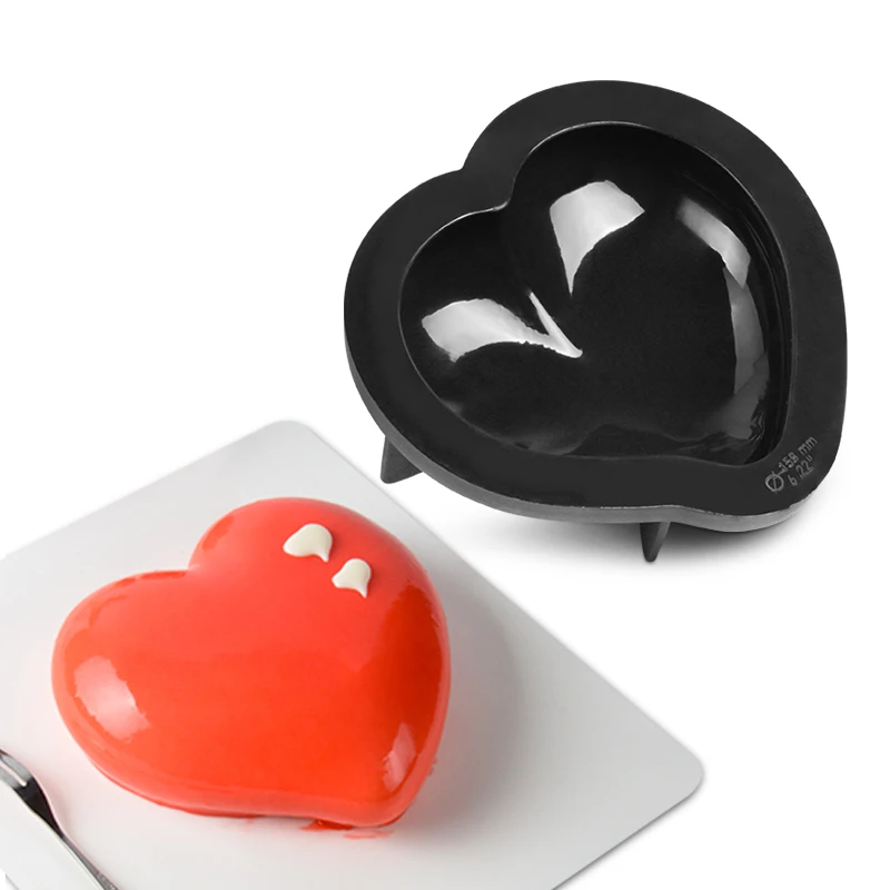 

Silicone Cake Mold 3D Heart Shaped Nonstick Black Baking Mousse Pan Dessert Decoration Tools Cake Baking Pan