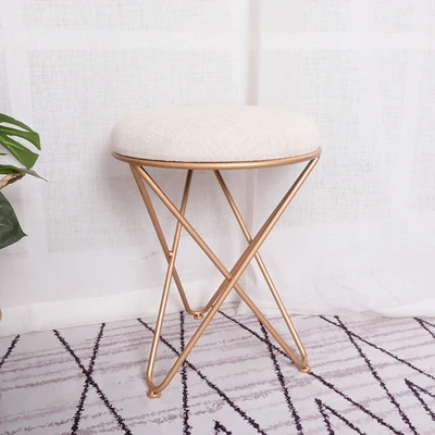 North gdeilipo dressing stool fashion wrought iron stool fabric change shoe bench bedroom dressing table chair nail makeup stool - Цвет: CCOLOR12