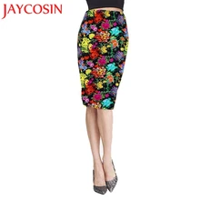 DressSIF Весна Лето винтажная модная юбка-карандаш с принтом миди Женская эластичная Юбка До Колена с высокой талией женские юбки с узором