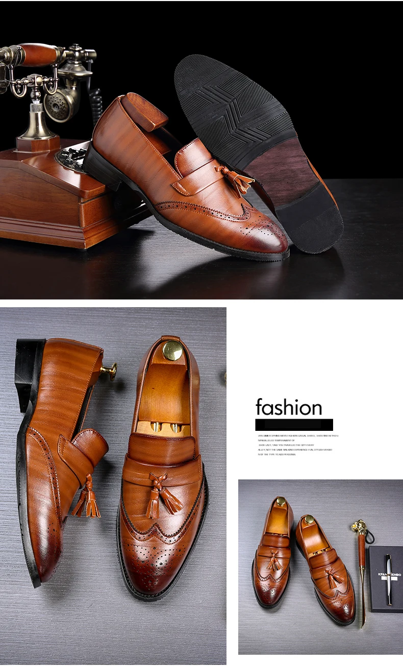 Mens Casual Shoes' Moccasins Men Shoes Formal Brown Slip-on Men Loafer Shoes High Quality Cow Leather Wedding Dress Shoe Size 48 (4)