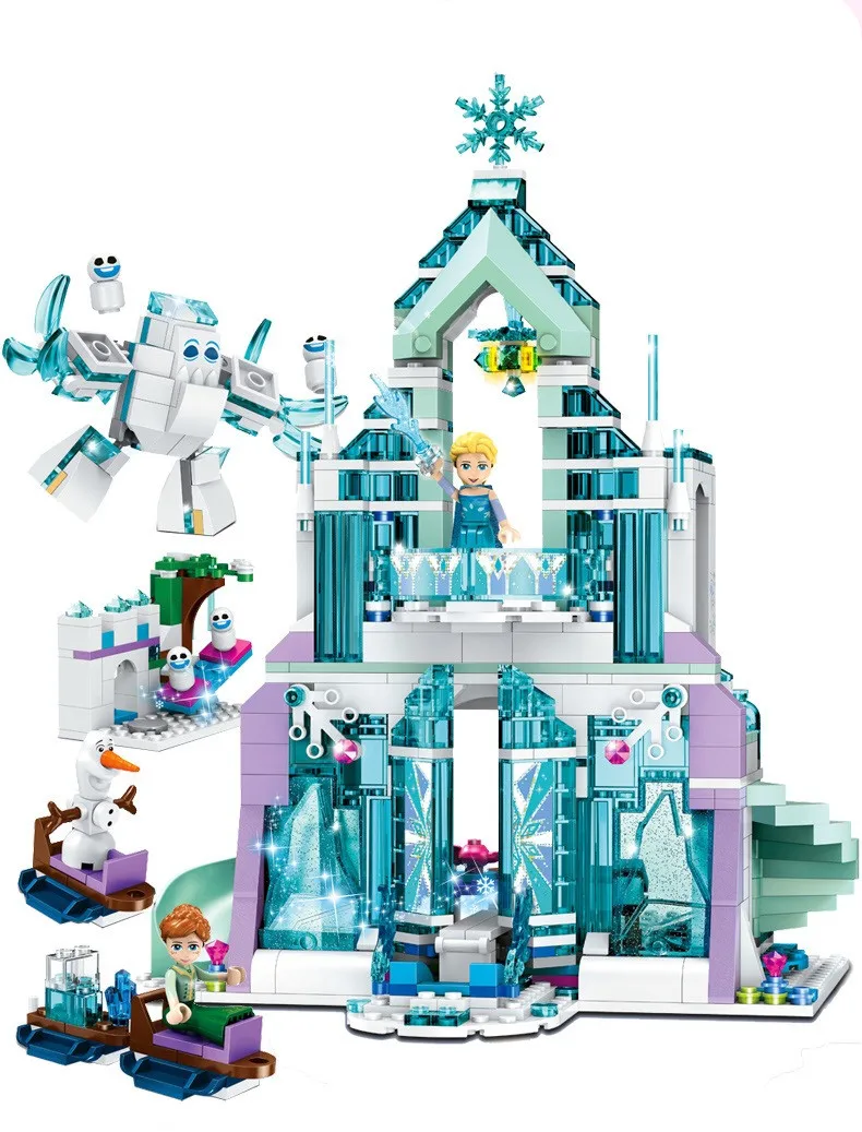 

Hot 25002 731pcs Princess Series The Elsa`s Magical Ice Castle Set 41148 Educational Building Blocks Bricks Toys for girls
